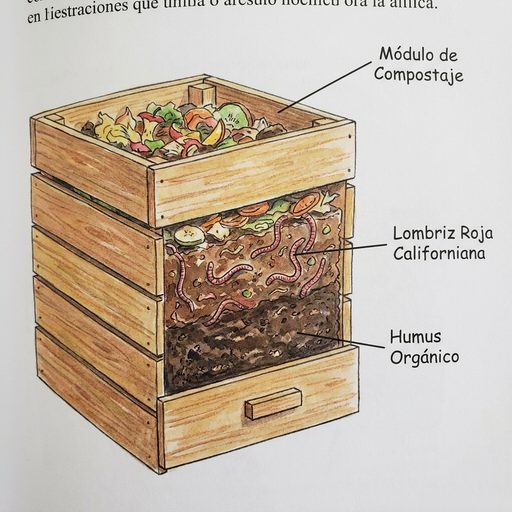 Figura 3: Módulo de Compostaje y Lombricultura con Lombriz Roja Californiana (Eisenia foetida)