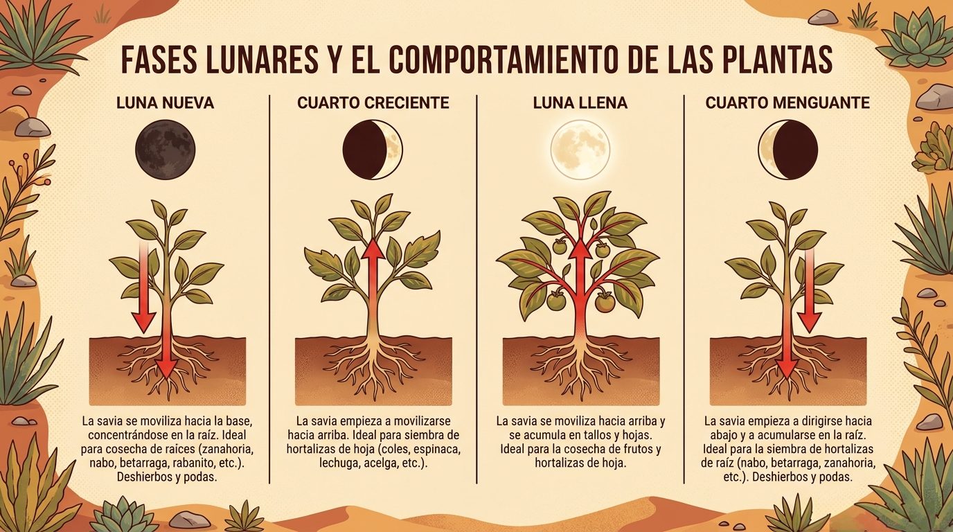 Figura 9: Fases lunares y su efecto en las plantas